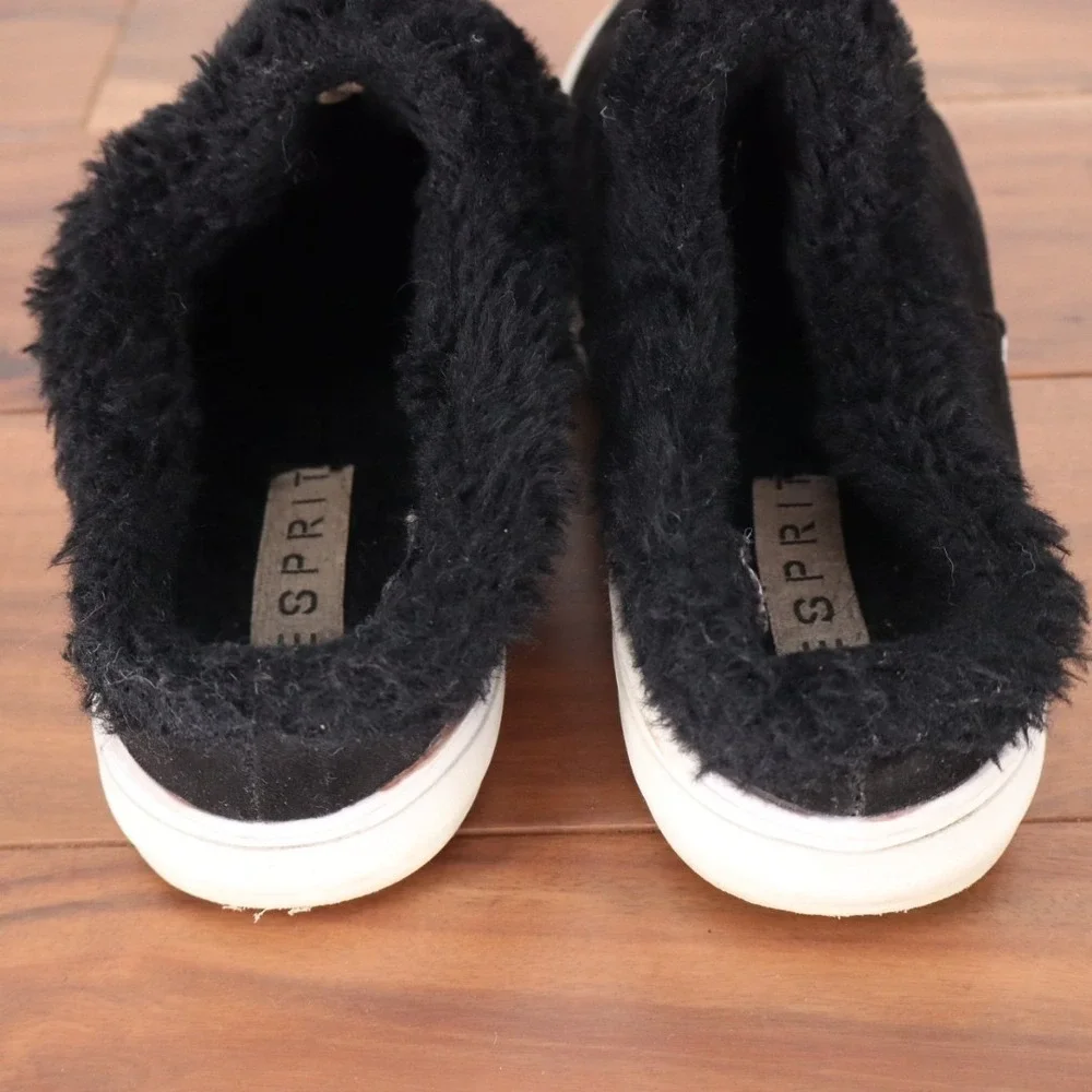 Esprit Penny Mule Womens US 7M Black Faux Fur Lined Round Toe‎ Slip On Shoes